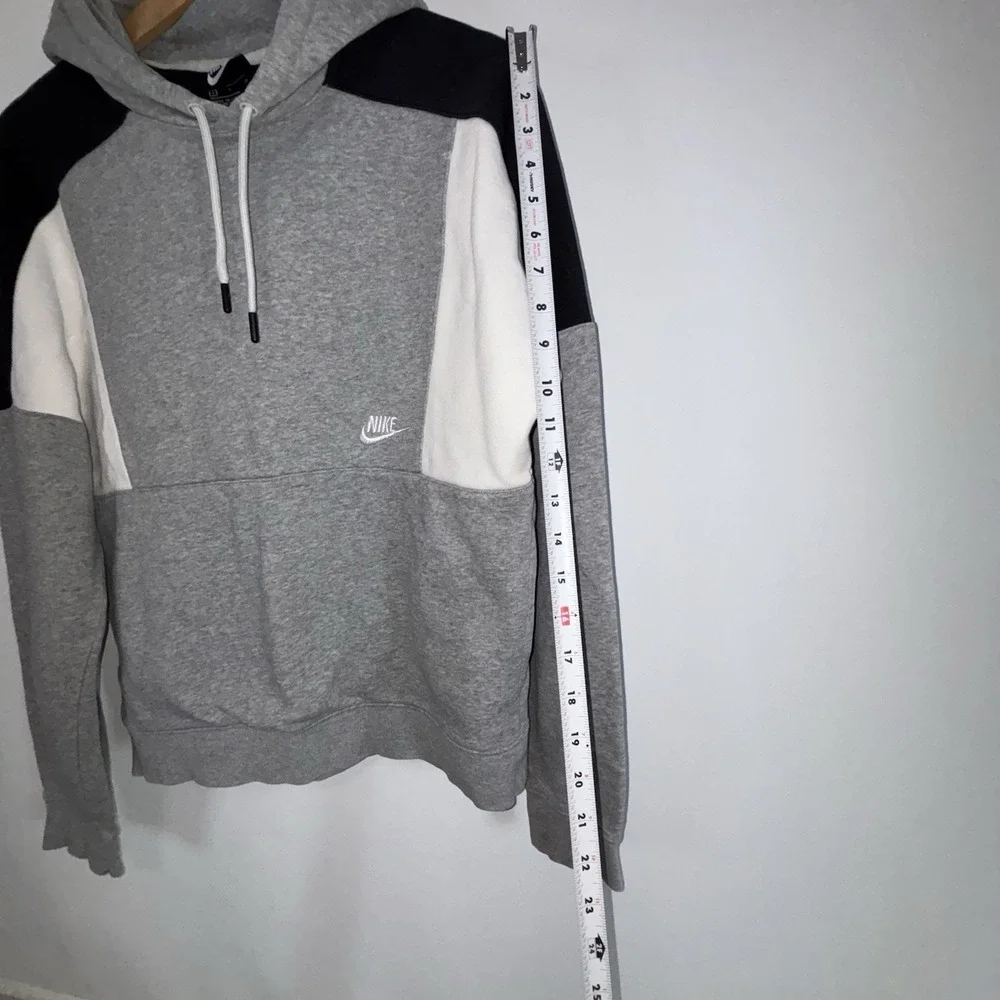 Nike Color Block Pullover Hoodie Gray Black White Small Cotton Fleece